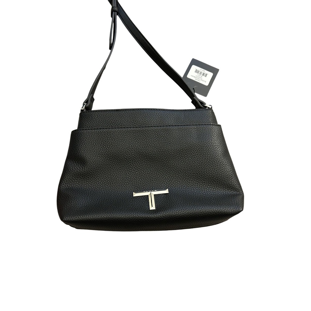 Tahari Elodie Crossbody Bag Womens Small Black New Pebbled Faux Leather 72426773